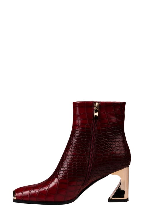 Ninety Union Lima Croc Embossed Boot In Burgundy