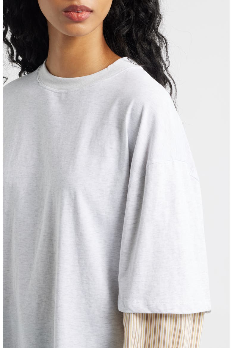 Bottega Oversize Cotton T-Shirt, Alternate, color, WHITE/ HONEY
