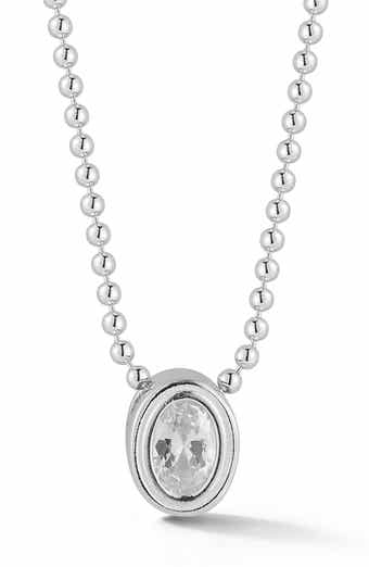 Sterling Silver Oval Pendant Necklace