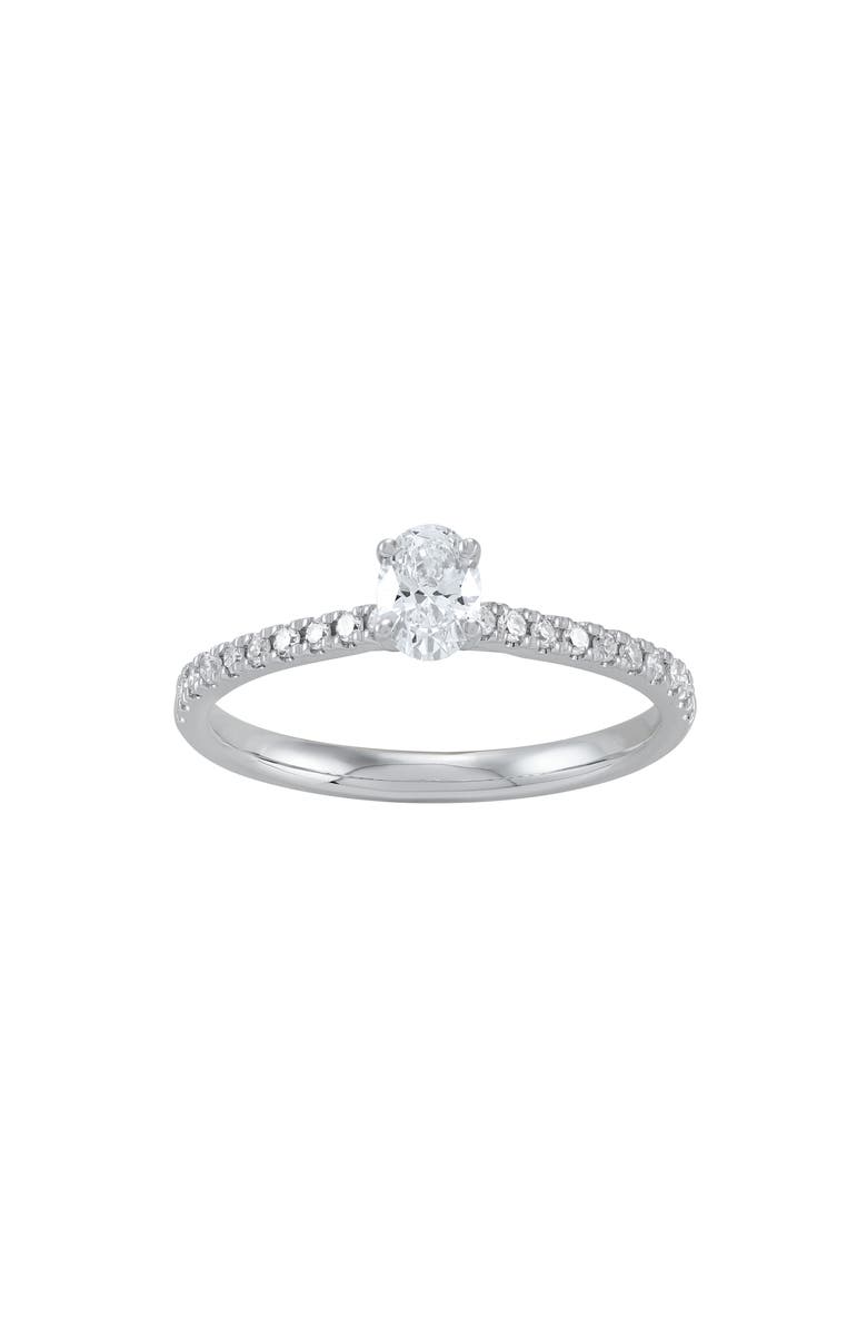 Frankie & Zoe 10K White Gold Oval Lab Grown Diamond Solitaire Ring, Main, color, White Gold