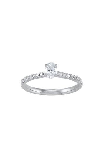 Frankie & Zoe 10k White Gold Oval Lab Grown Diamond Solitaire Ring In Gold