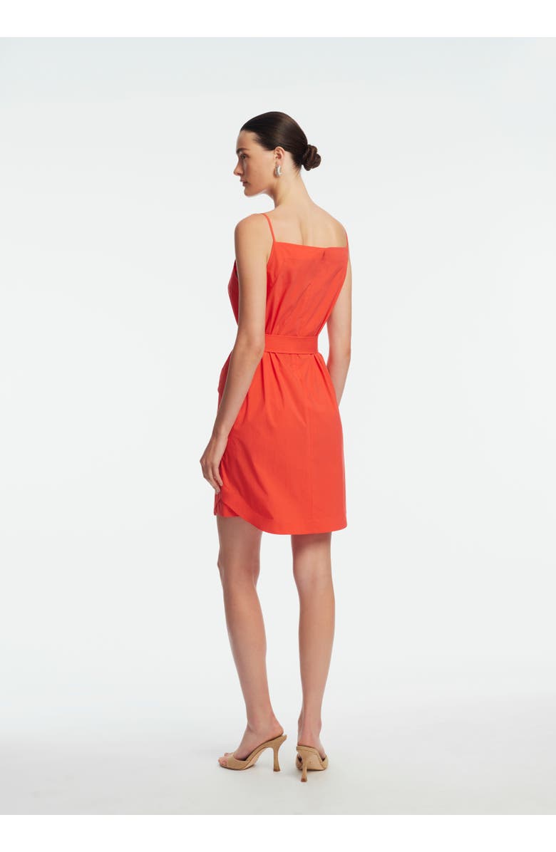 Lela Rose Tech Poplin Belted Dress, Alternate, color, Watermelon