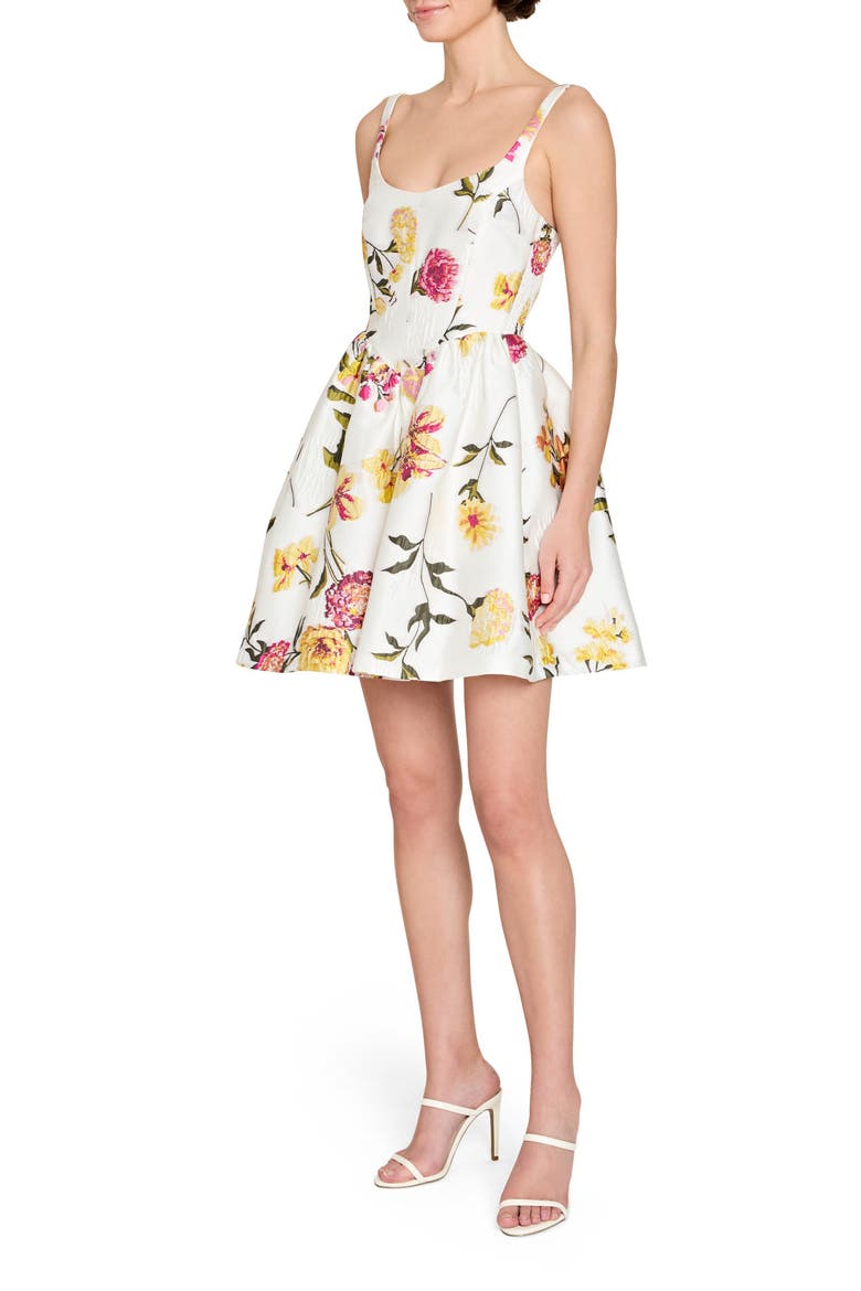 Mabel Floral Print Fit & Flare Minidress, Alternate, color, WHITE / MULTI