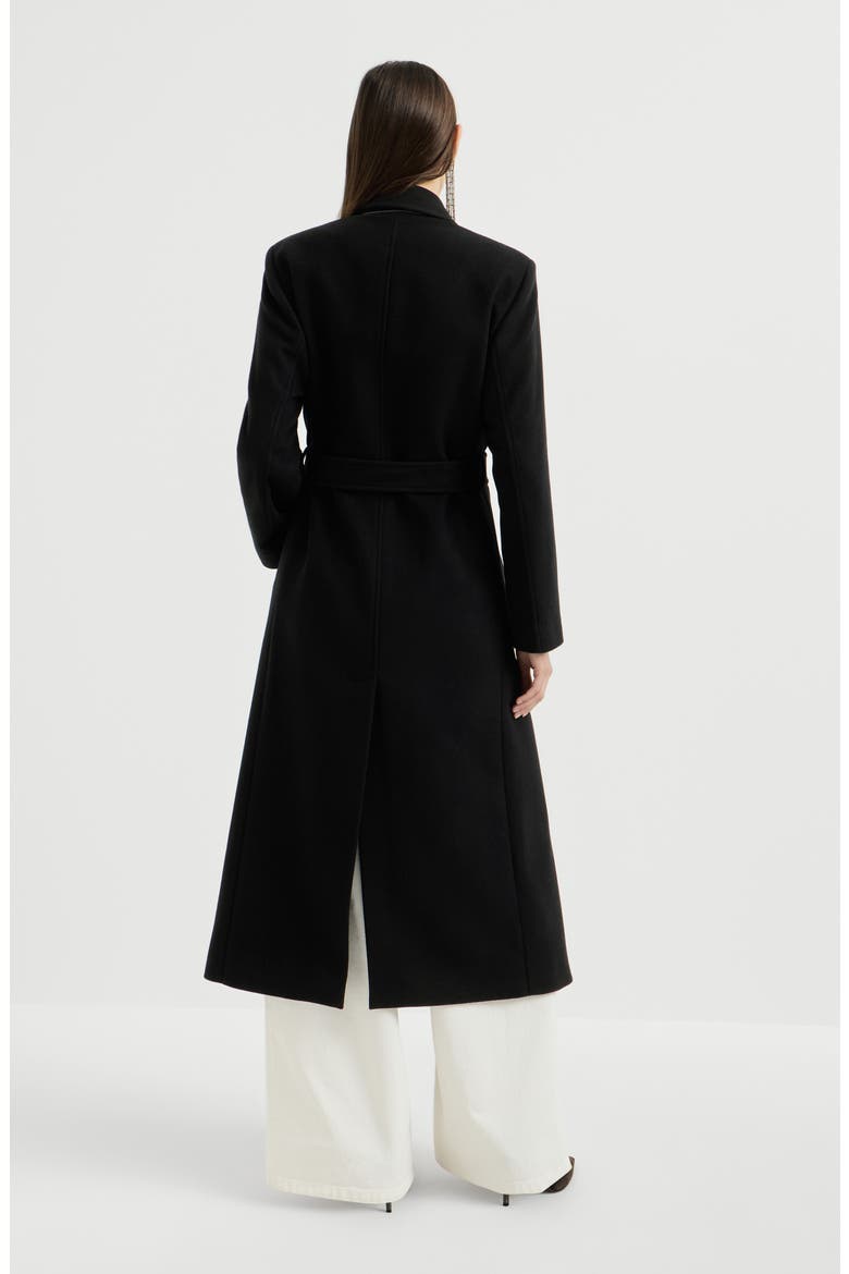 Lightweight water-resistant cashmere belted coat with monili, Alternate, color, Matte Black