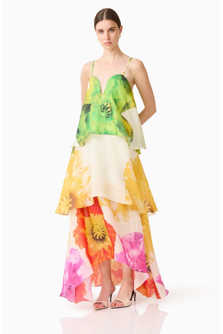Lilia Floral Tiered High-Low Gown, Alternate, color, FLORAL MULTI