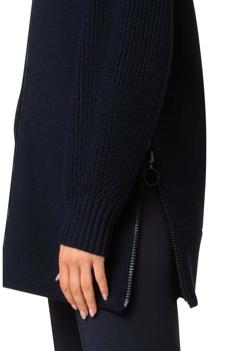 Stretch Merino Wool Bomber Cardigan, Alternate, color, NAVY