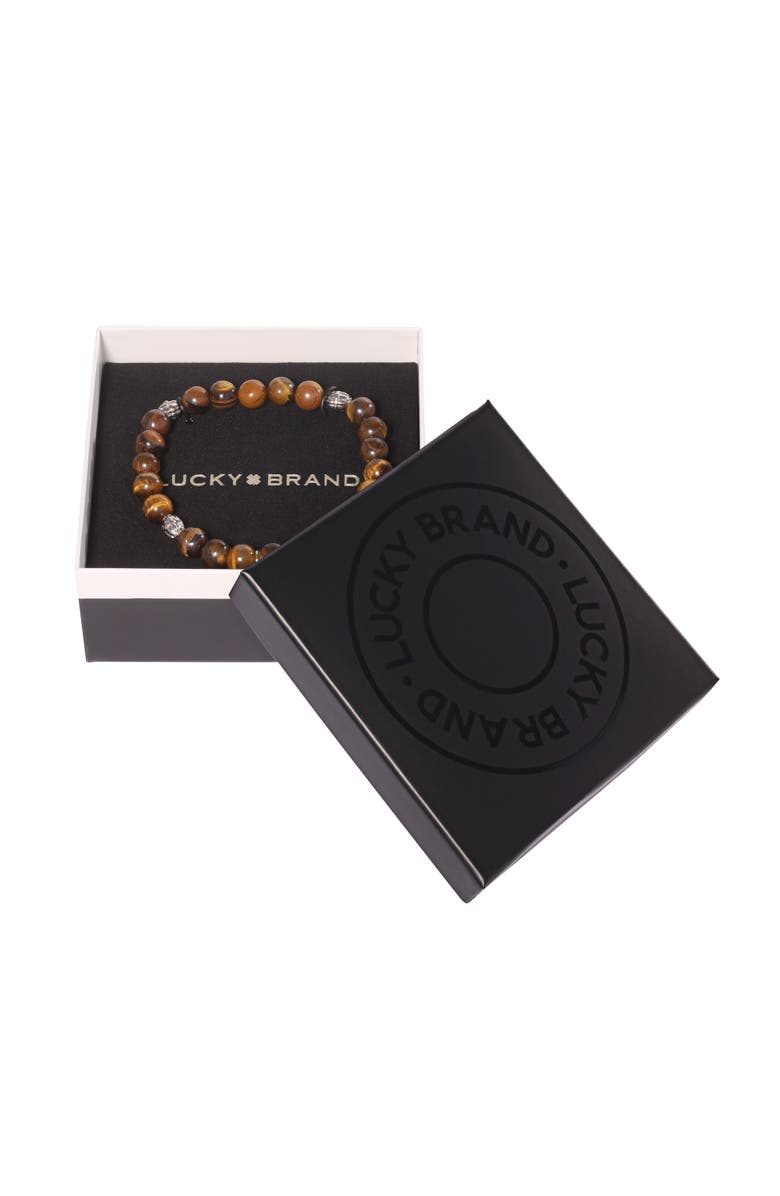 Lucky Brand Tigers Eye Beaded Elastic Bracelet, Alternate, color,