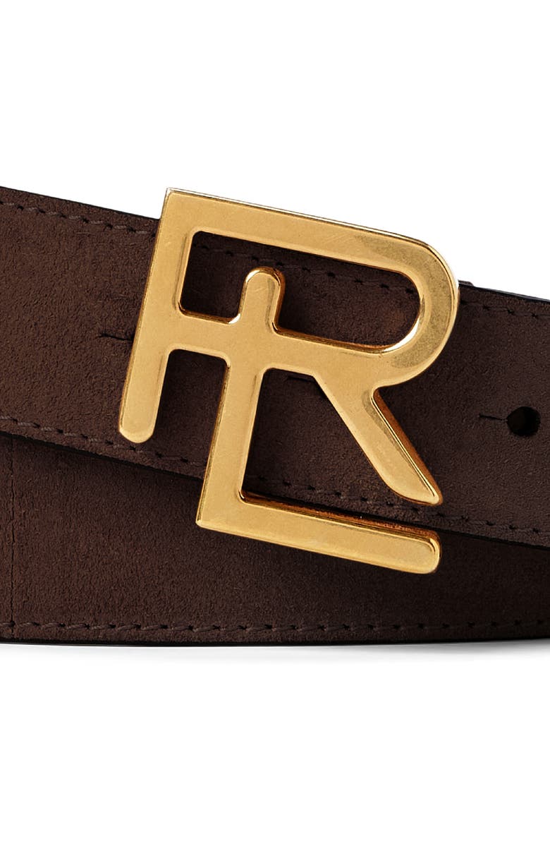 Ralph Lauren Purple Label Stacked Logo Suede Belt, Alternate, color,