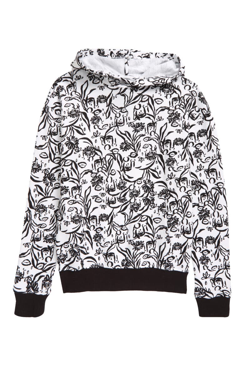 Kids' Cristina Martinez Pullover French Terry Hoodie, Main, color, BLOOMING FACES INVERSE