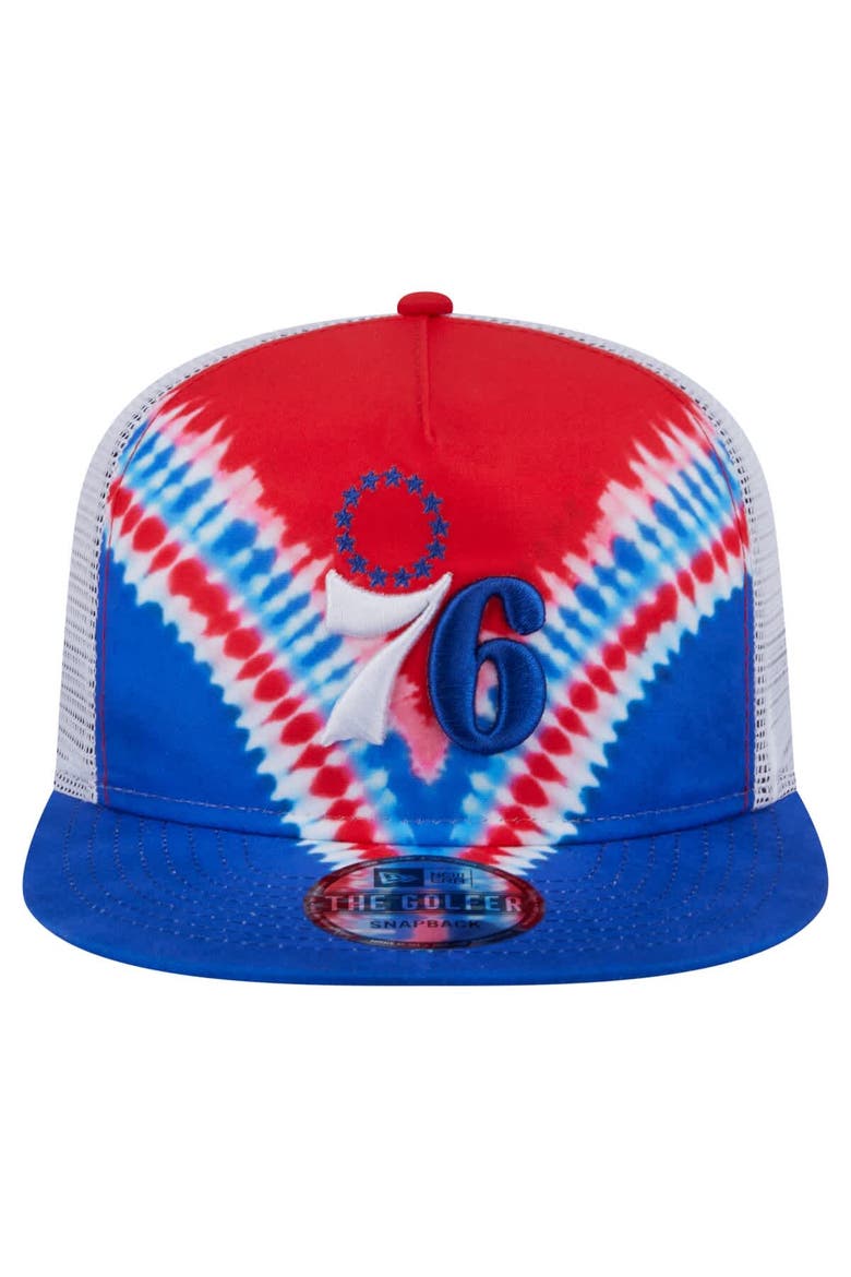 Men's New Era Royal/Red Philadelphia 76ers Throwback Dye Golfer Snapback Hat, Alternate, color, Royal