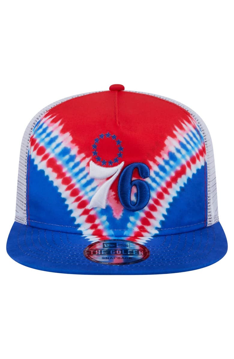 New Era Men's New Era Royal/Red Philadelphia 76ers Throwback Dye Golfer Snapback Hat, Alternate, color, Royal