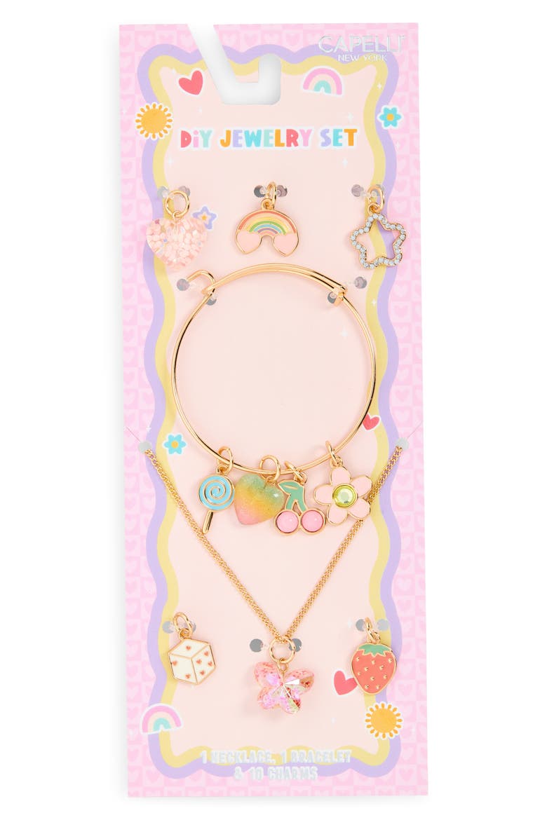 Kids' Necklace, Bracelet & Charm Set, Main, color, GOLD MULTI