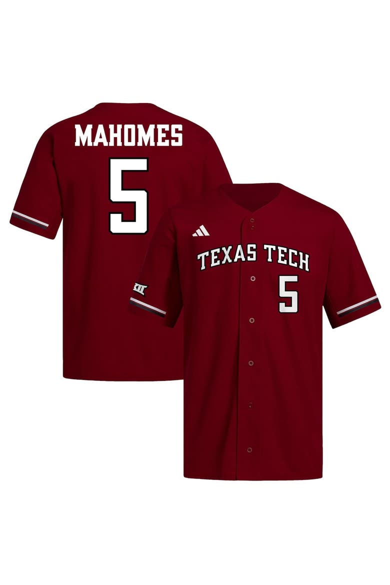Men's adidas Patrick Mahomes Red Texas Tech Red Raiders Replica Baseball Jersey, Main, color, Red