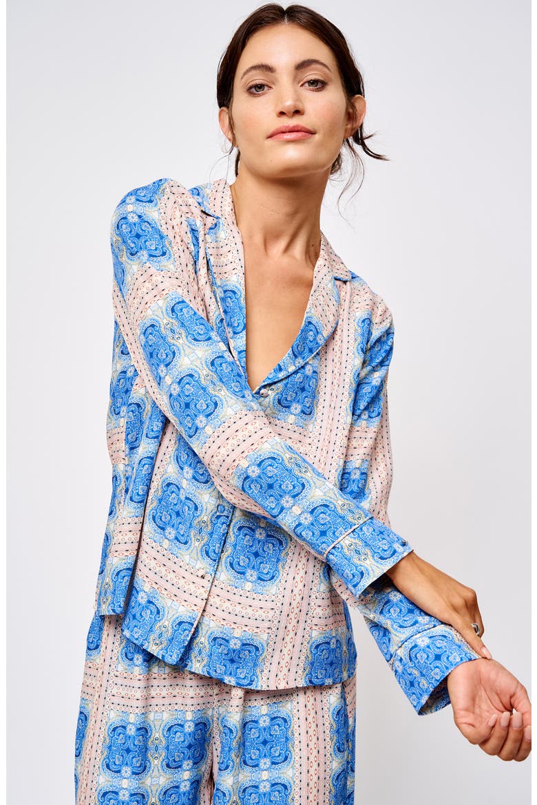 Avery Printed Pajama Top, Alternate, color, BLUE