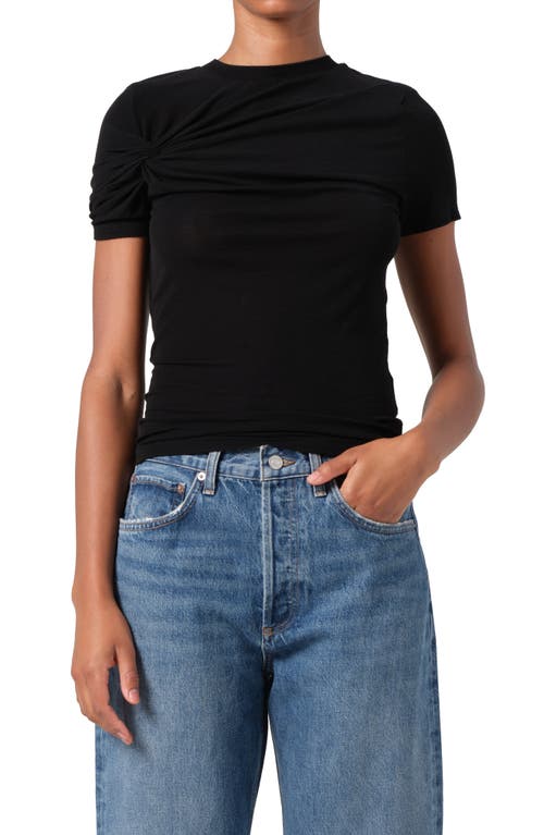 Agolde Lissa Twisted Stretch-jersey T-shirt In Black