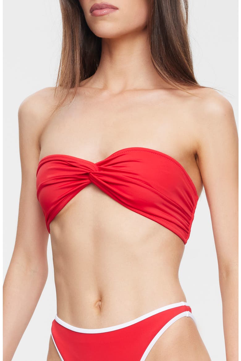 Bella Bandeau Bikini Top, Alternate, color, ROUGE