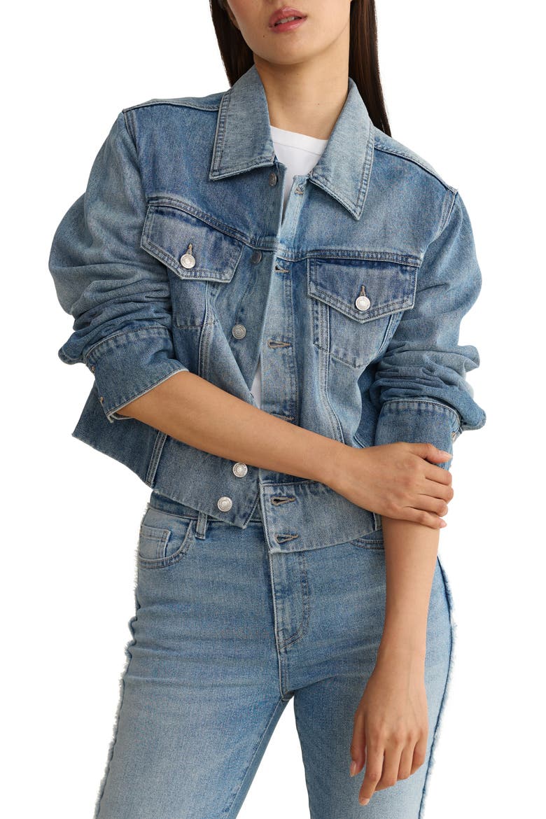 Crop Denim Jacket, Main, color, BAMBINO