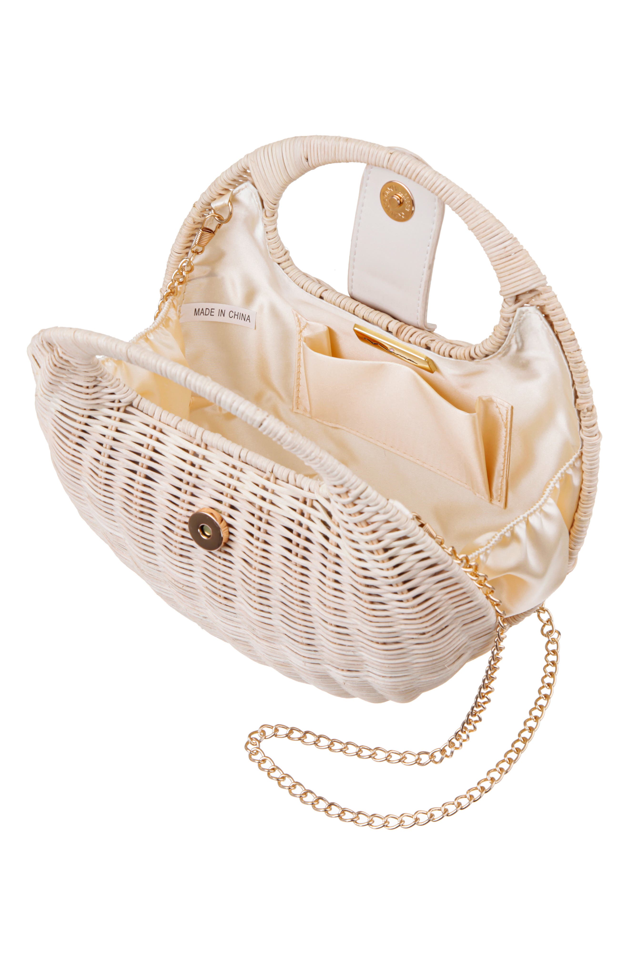 Nina Kava Rattan Handbag, Alternate, color, White