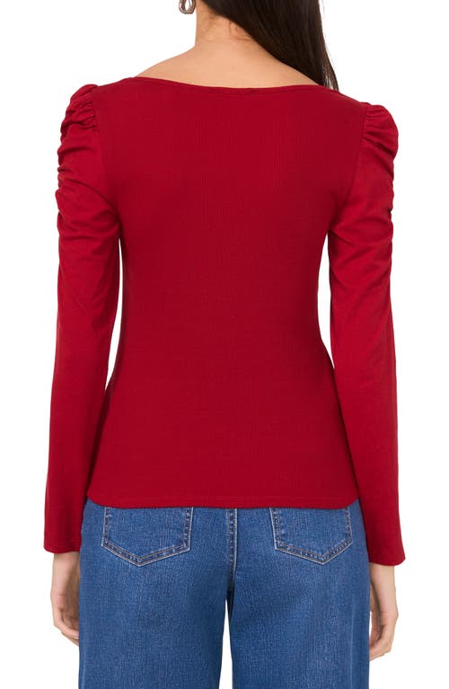 1.state Scoop Neck Puff Sleeve Top In Red Dahlia
