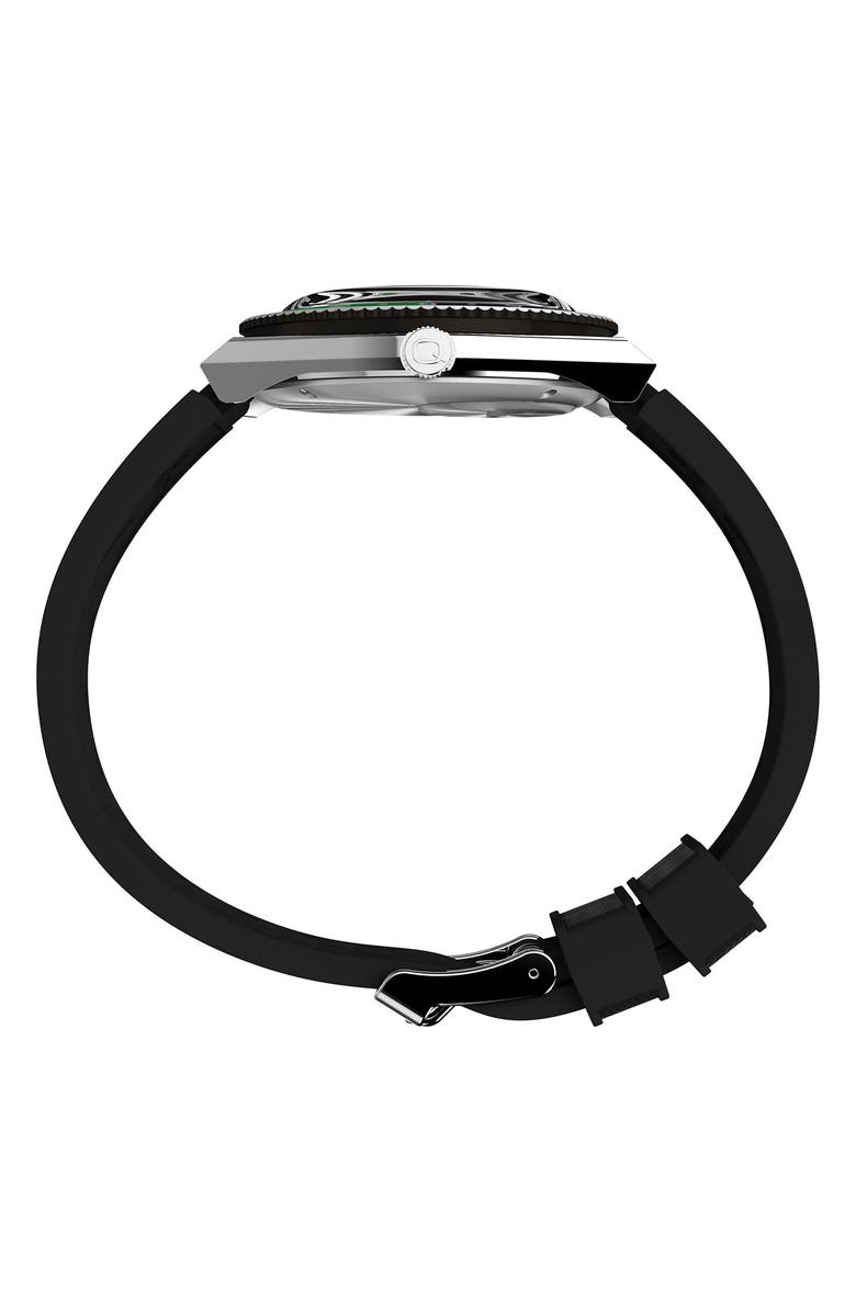 Timex<sup>®</sup> Q Timex GMT Synthetic Rubber Strap Watch, 38mm, Alternate, color, Black