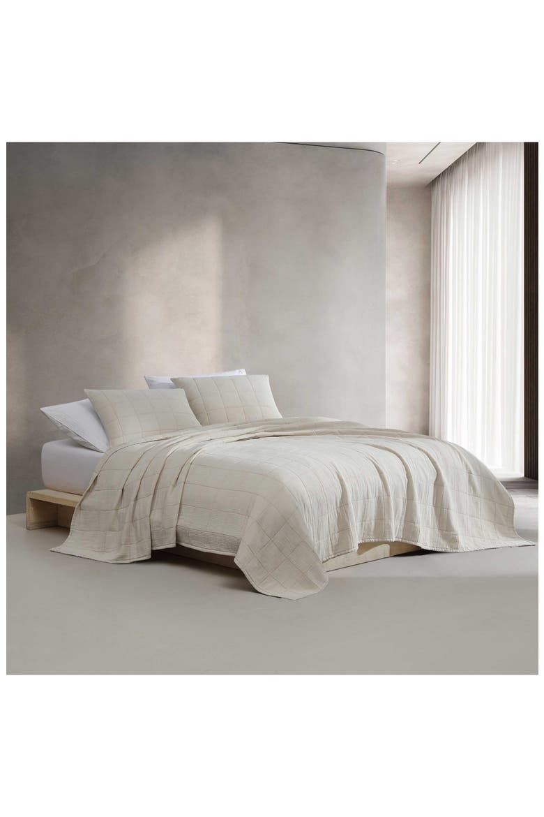 Quilted Cotton Gauze Quilt & Pillow Sham Set, Alternate, color, LIGHT BEIGE
