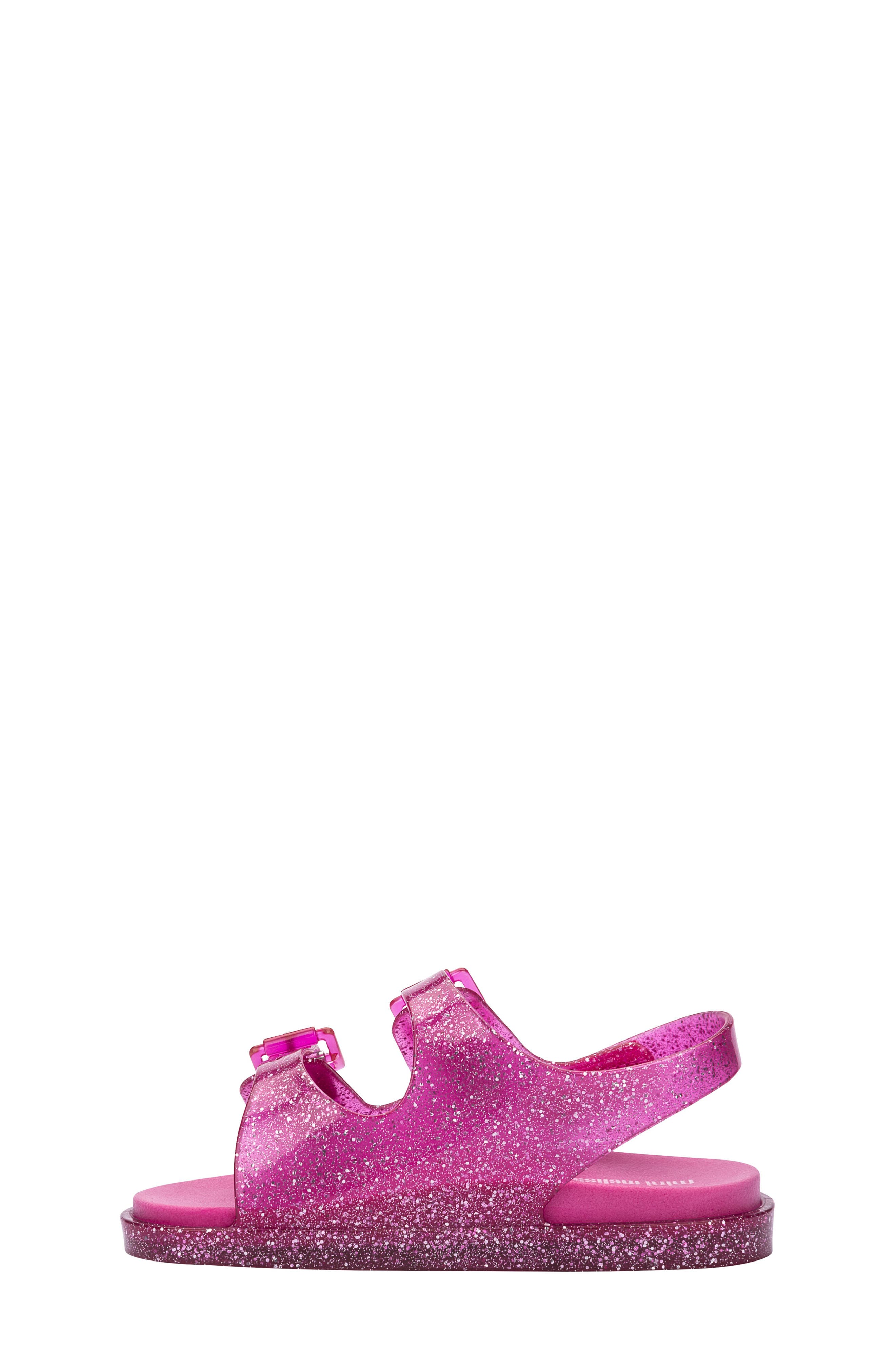 Mini Melissa Buckle Strap Sandal, Alternate, color, PINK GLITTER MIX