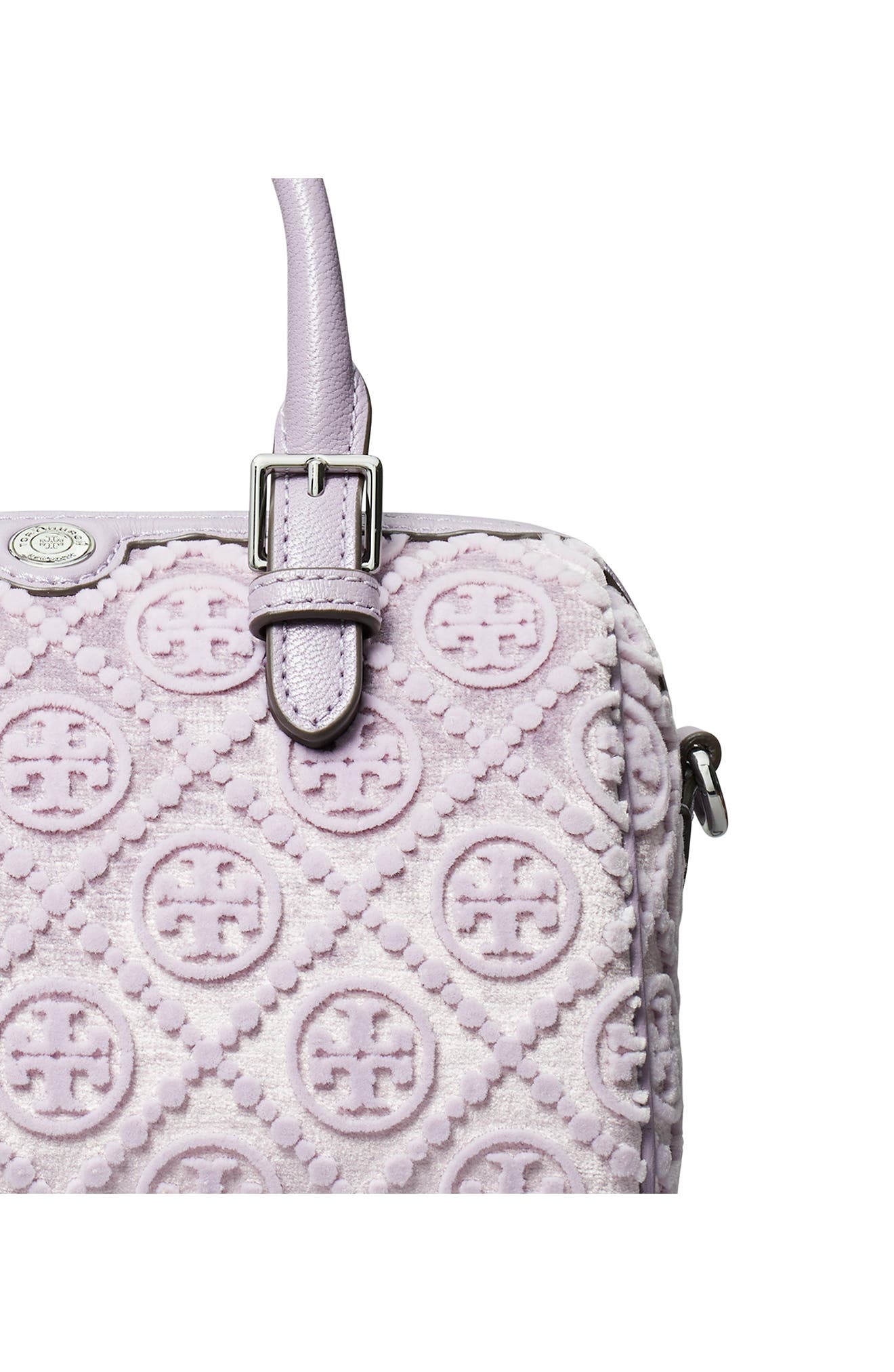 Tory Burch Petite T Monogram Fil Coupé Barrel Bag, Alternate, color, 