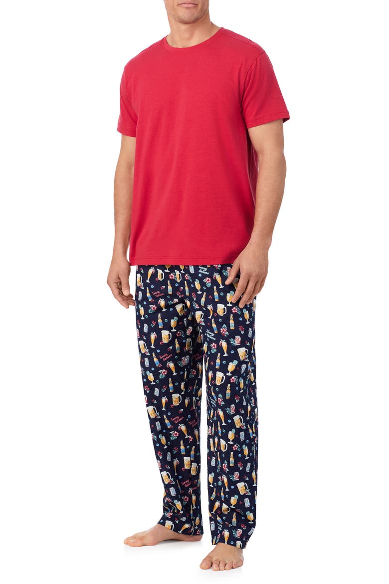 Stretch Cotton & Modal Pajama Pants, Alternate, color, NAVY MULTI