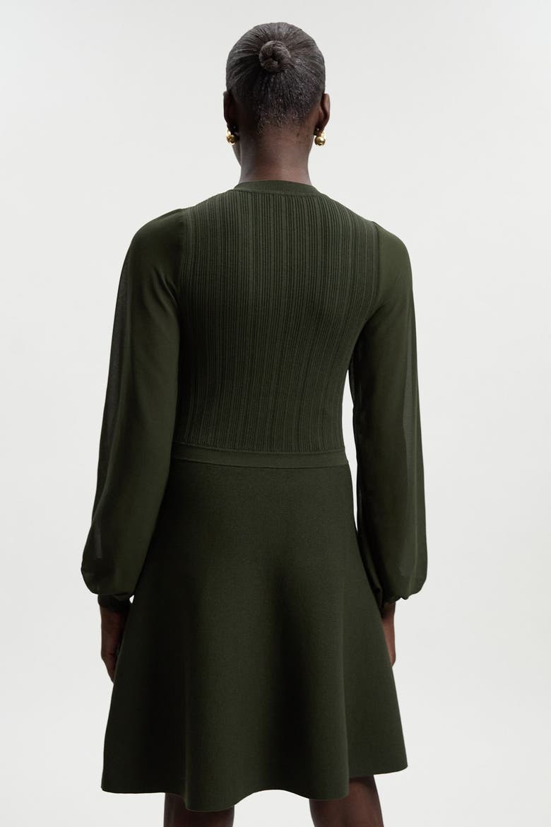 Petite Chiffon Sleeve Mini Dress, Alternate, color, Olive
