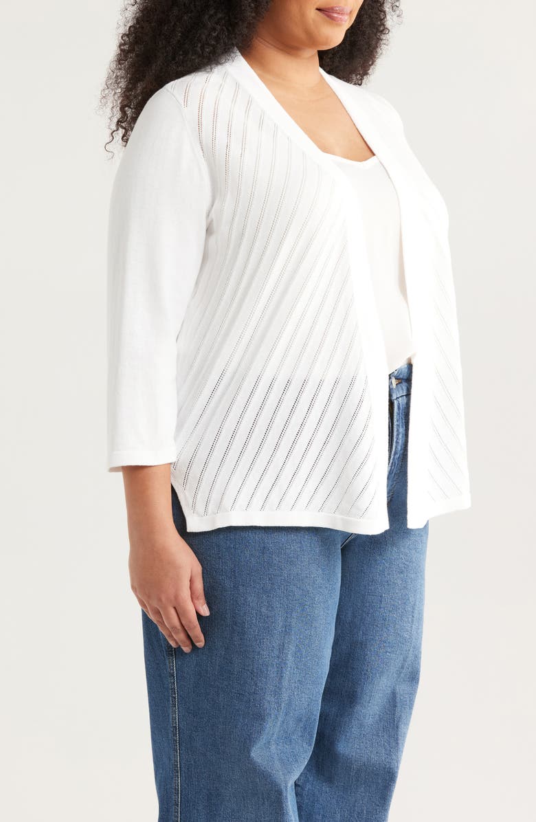 KASPER Patterned Stitch Long Sleeve Cardigan Sweater, Alternate, color, 