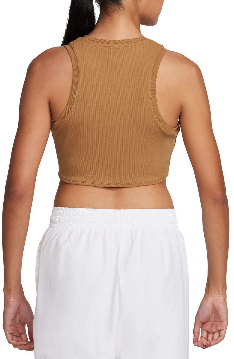 Nike Sportswear Essential Rib Crop Tank, Alternate, color, Flax/ Sail