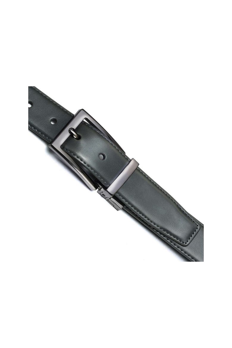 Reversible Leather Belt with Rotating Buckle, Alternate, color, Charcoal/Black