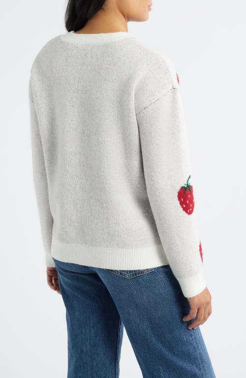 Bobeau Strawberry Jacquard Sweater In Multi