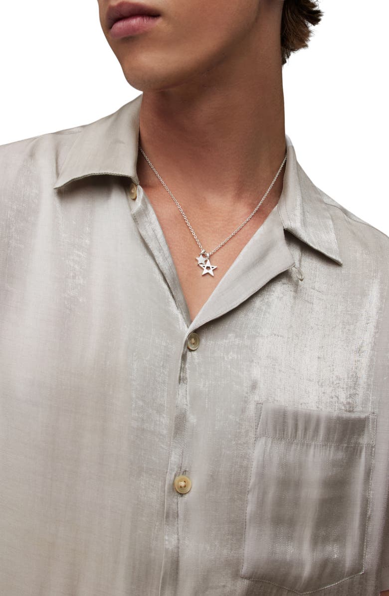 AllSaints Duran Camp Shirt, Alternate, color, Moon Mist