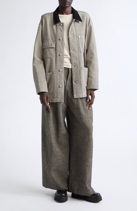 Triple Pleat Linen & Wool Wide Leg Pants
