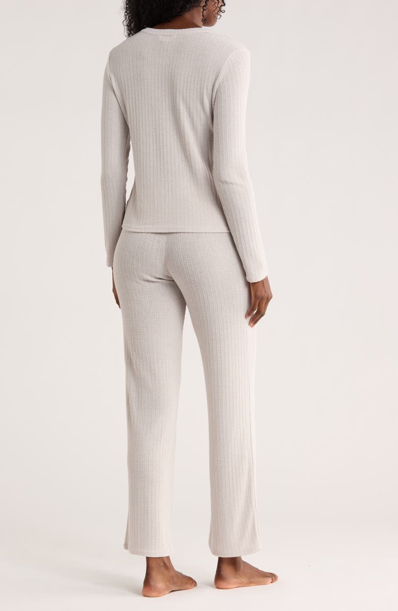 Danskin Cardigan Knit Pajamas, Alternate, color, Silver Cloud