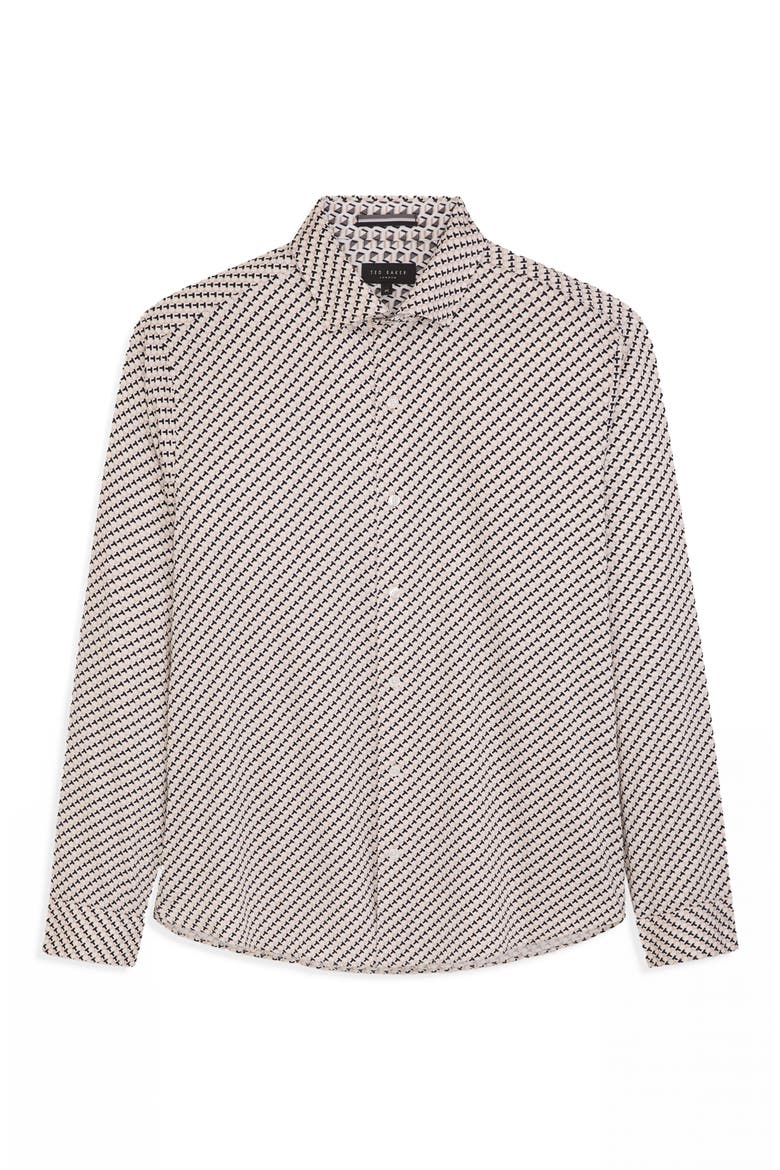 Soren Ted Print Stretch Cotton Dress Shirt, Alternate, color, OXFORD TAN