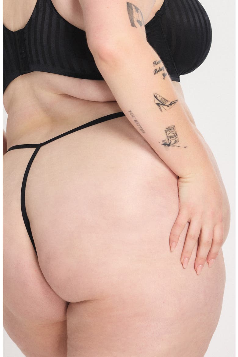 Show 'n' Tell Stripe G-String, Alternate, color, BLACK CAVIAR