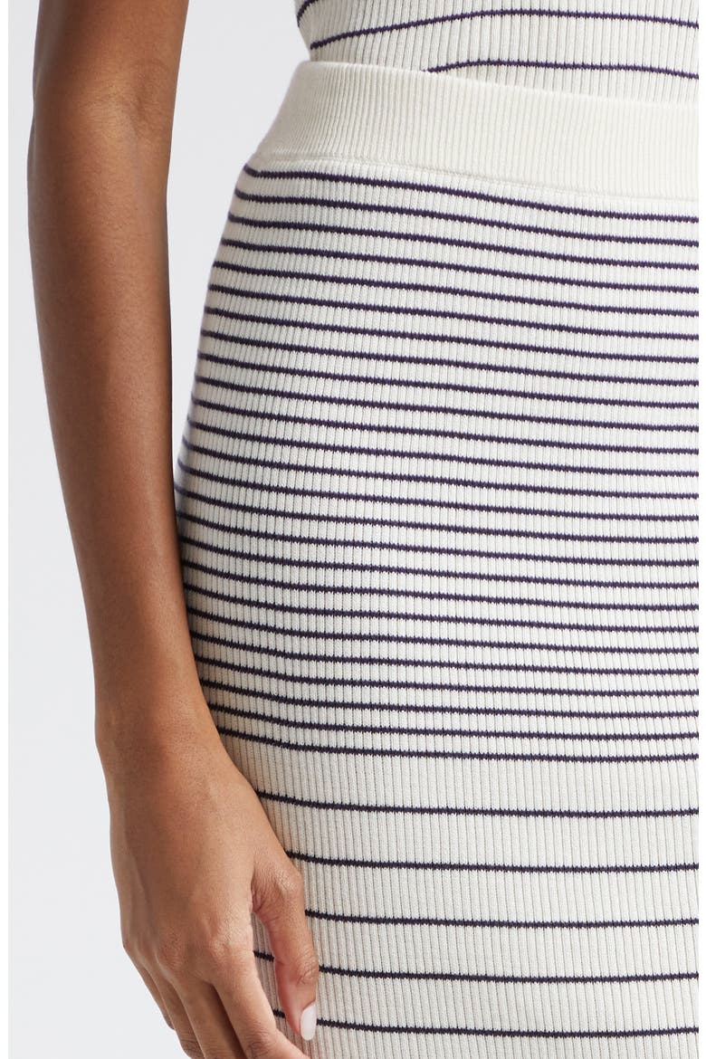Stripe Cotton & Silk Knit Midi Skirt, Alternate, color, CHALK / INK