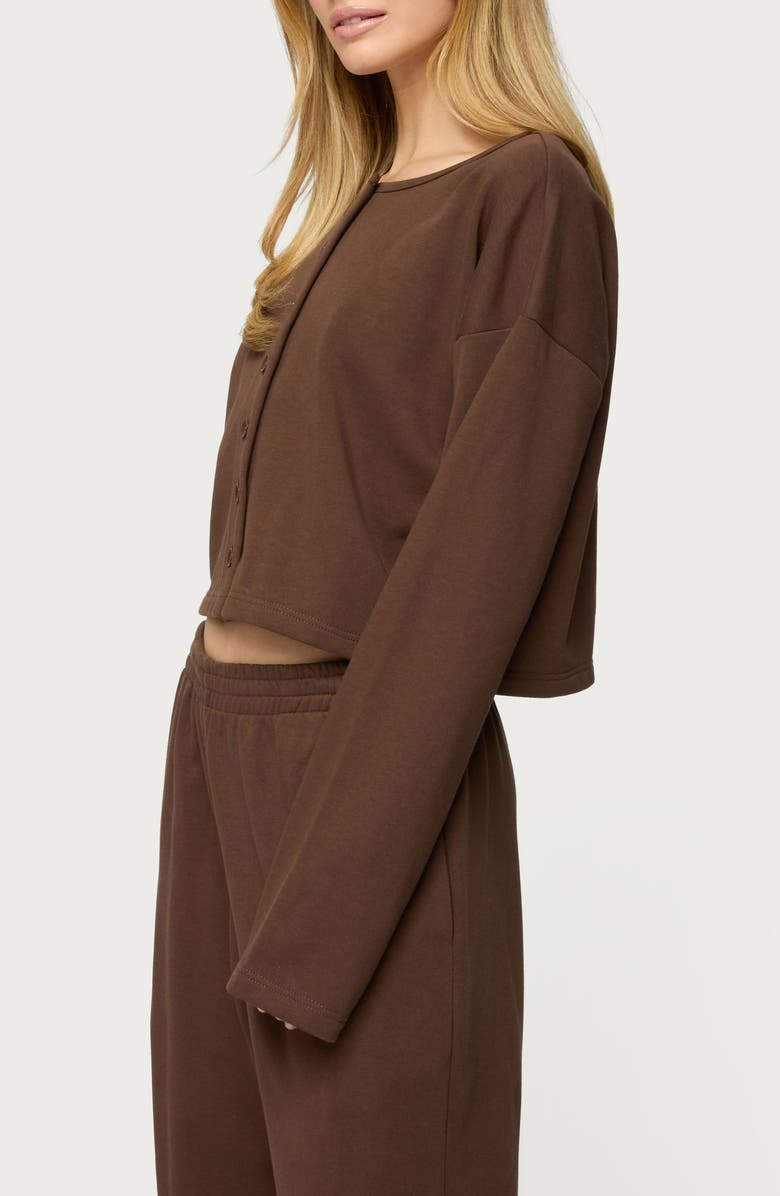 EDIKTED Binah French Terry Crop Cardigan, Alternate, color, 