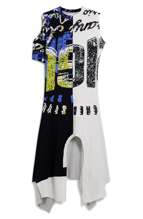 Desigual Asymmetric Cotton Jersey Midi Dress In Multi
