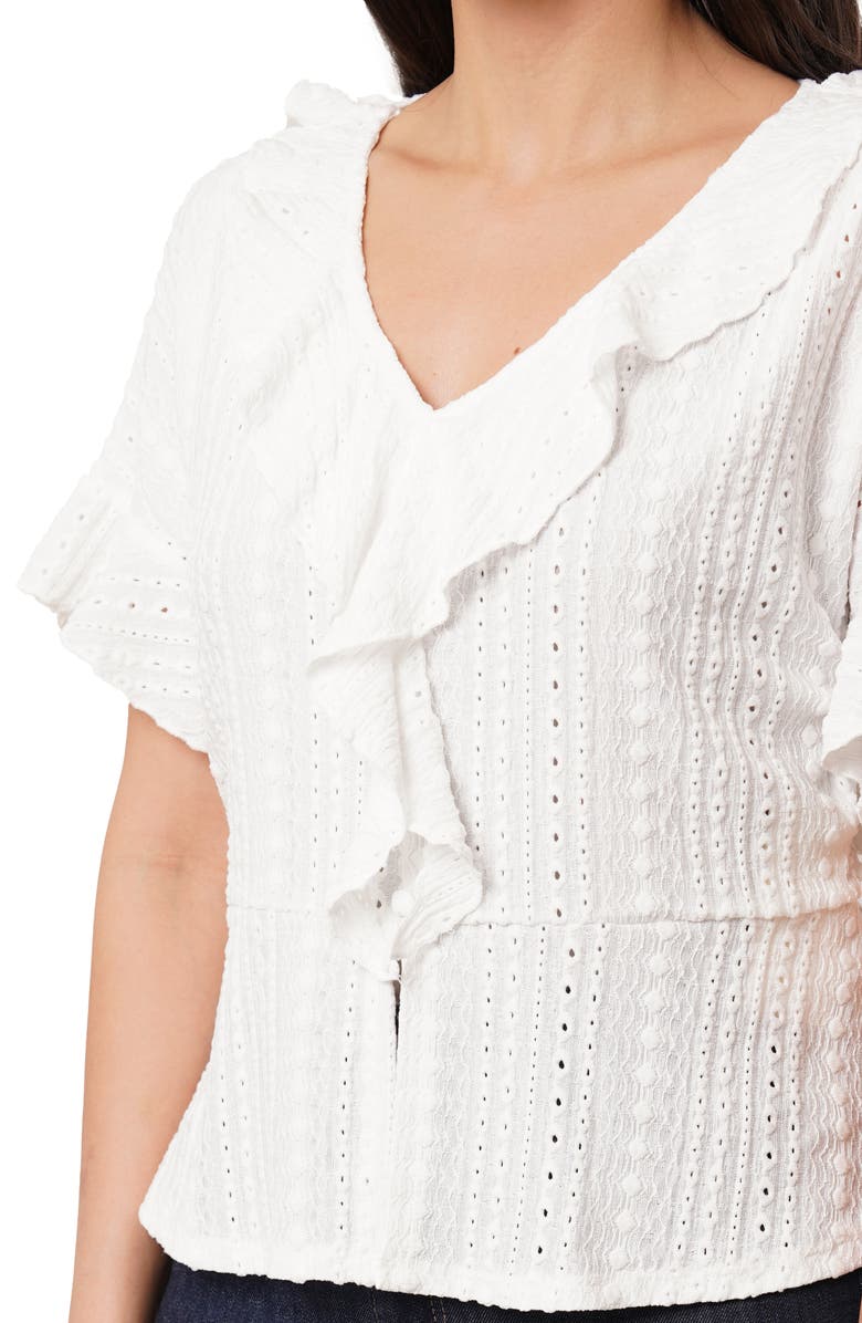 SUNNY LEIGH Eyelet Ruffle Top, Alternate, color, White