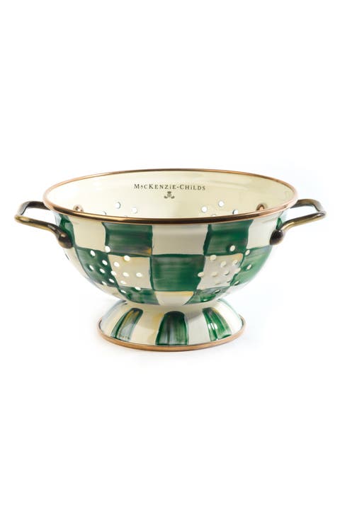 Emerald Check Small Enameled Steel Colander