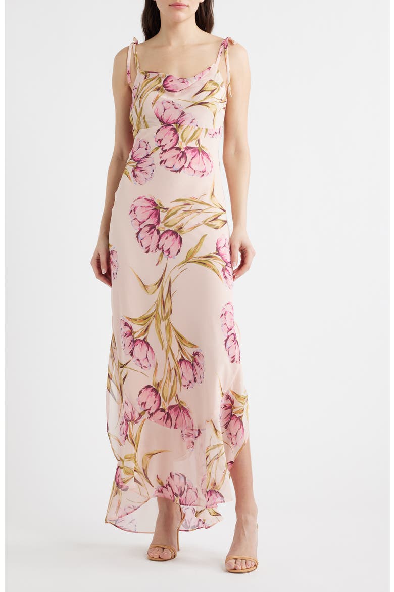 Jaila Ruffle Floral Maxi Dress, Alternate, color, ROSETTE PINK