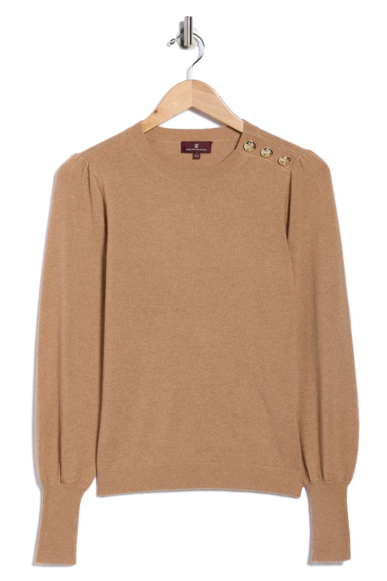 Button Shoulder Wool & Cashmere Blend Sweater, Alternate, color, CAMEL