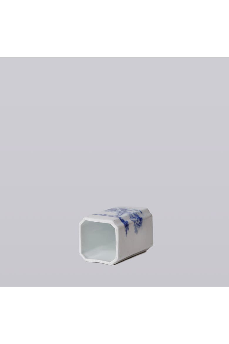 1920s Blue and White Porcelain Tiger Square Vase, Alternate, color, Blue and White