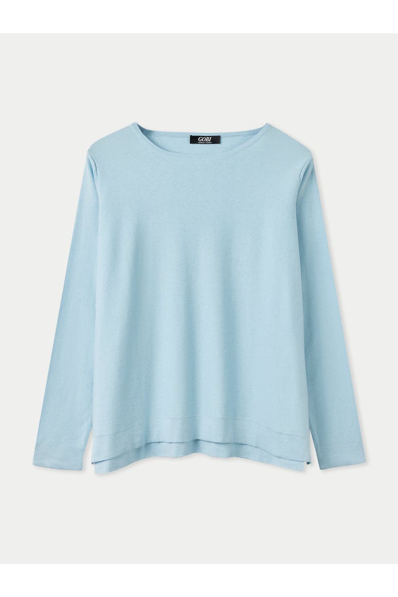 Boatneck Cotton Silk Cashmere Blend Sweater, Main, color, aquamarine
