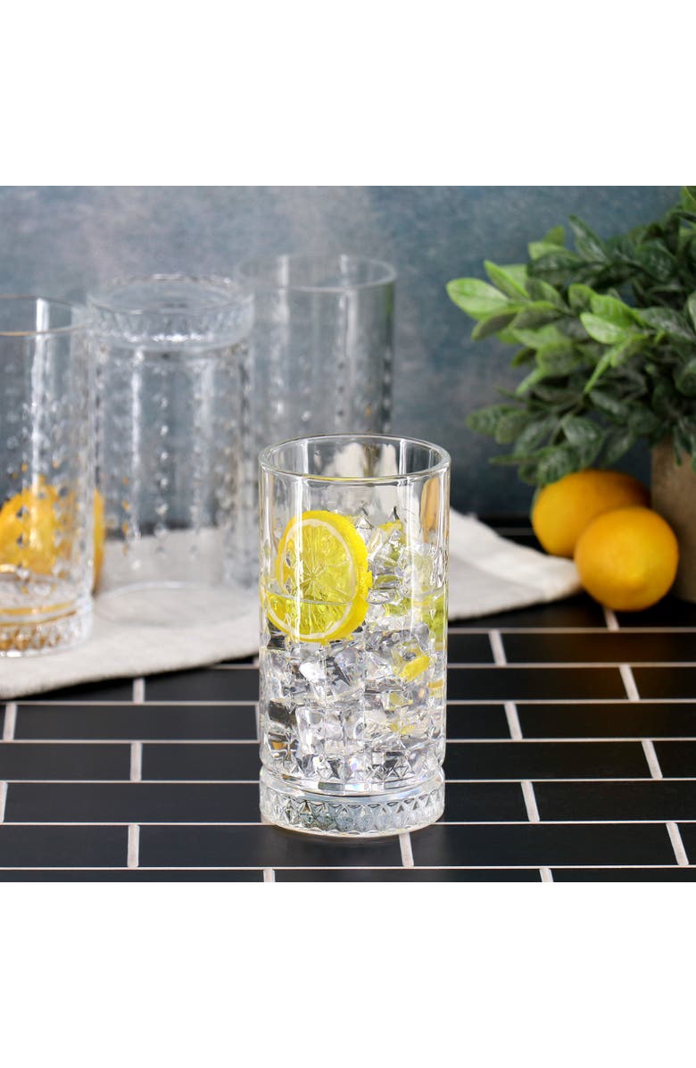 Gibson Home 4 Piece 16 Ounce Teardrop Embossed Glass Tumbler Set, Alternate, color, Clear