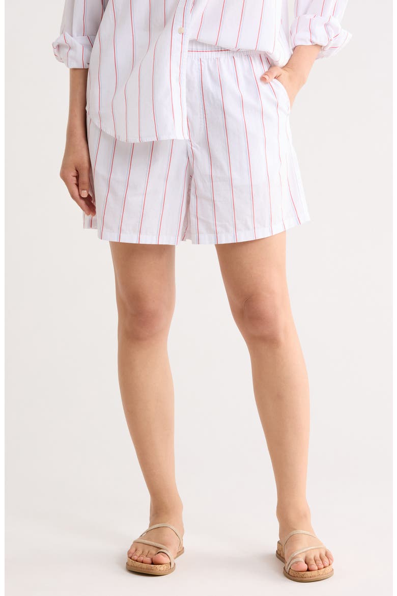 Stripe Cotton Poplin Boxer Shorts, Main, color, CRANBERRY/ SKYWAY
