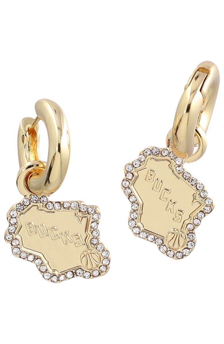 BaubleBar Milwaukee Bucks Huggie Earrings, Main, color, 